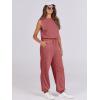 imageANRABESS Jumpsuits for Women Casual Summer Sleeveless 2025 Romper One Piece Outfit Active Workout Lounge Jumpsuits PocketsRust