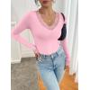 imageANRABESS Long Sleeve Shirts for Women Lace V Neck Slim Fit Basic TShirt Dressy Casual Blouses 2025 Trendy Fall Going Out TopLight Pink