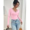 imageANRABESS Long Sleeve Shirts for Women Lace V Neck Slim Fit Basic TShirt Dressy Casual Blouses 2025 Trendy Fall Going Out TopLight Pink