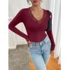 imageANRABESS Long Sleeve Shirts for Women Lace V Neck Slim Fit Basic TShirt Dressy Casual Blouses 2025 Trendy Fall Going Out TopRed