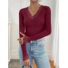 imageANRABESS Long Sleeve Shirts for Women Lace V Neck Slim Fit Basic TShirt Dressy Casual Blouses 2025 Trendy Fall Going Out TopRed