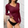 imageANRABESS Long Sleeve Shirts for Women Lace V Neck Slim Fit Basic TShirt Dressy Casual Blouses 2025 Trendy Fall Going Out TopRed