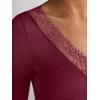 imageANRABESS Long Sleeve Shirts for Women Lace V Neck Slim Fit Basic TShirt Dressy Casual Blouses 2025 Trendy Fall Going Out TopRed