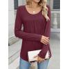 imageANRABESS Tunic Tops for Women Long Sleeve Babydoll Cute Shirts Loose Flowy Pleated Tummy Hide Blouses 2025 Fall Outfits M3XLBurgundy