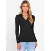 imageANRABESS Women Long Sleeve Polo Shirts V Neck Slim Rib Knit Collared Dressy Business Casual Top 2025 Basic Tee Fall OutfitsBlack