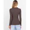 imageANRABESS Women Long Sleeve Polo Shirts V Neck Slim Rib Knit Collared Dressy Business Casual Top 2025 Basic Tee Fall OutfitsCoffee