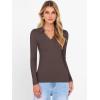 imageANRABESS Women Long Sleeve Polo Shirts V Neck Slim Rib Knit Collared Dressy Business Casual Top 2025 Basic Tee Fall OutfitsCoffee