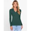 imageANRABESS Women Long Sleeve Polo Shirts V Neck Slim Rib Knit Collared Dressy Business Casual Top 2025 Basic Tee Fall OutfitsDeep Green