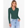 imageANRABESS Women Long Sleeve Polo Shirts V Neck Slim Rib Knit Collared Dressy Business Casual Top 2025 Basic Tee Fall OutfitsDeep Green