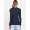 imageANRABESS Women Long Sleeve Polo Shirts V Neck Slim Rib Knit Collared Dressy Business Casual Top 2025 Basic Tee Fall OutfitsNavy Blue
