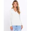 imageANRABESS Women Long Sleeve Polo Shirts V Neck Slim Rib Knit Collared Dressy Business Casual Top 2025 Basic Tee Fall OutfitsWhite