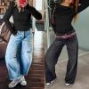 imageANRABESS Women Long Sleeve Shirts Ribbed Knit Slim Fitted Tops Casual Basic Tight Tee TShirts 2025 Fall Underscrubs LayerBlack