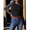 imageANRABESS Women Long Sleeve Shirts Ribbed Knit Slim Fitted Tops Casual Basic Tight Tee TShirts 2025 Fall Underscrubs LayerBlack Grey