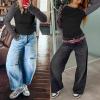 imageANRABESS Women Long Sleeve Shirts Ribbed Knit Slim Fitted Tops Casual Basic Tight Tee TShirts 2025 Fall Underscrubs LayerBlack Grey
