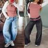 imageANRABESS Women Long Sleeve Shirts Ribbed Knit Slim Fitted Tops Casual Basic Tight Tee TShirts 2025 Fall Underscrubs LayerCoral White