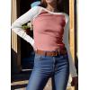 imageANRABESS Women Long Sleeve Shirts Ribbed Knit Slim Fitted Tops Casual Basic Tight Tee TShirts 2025 Fall Underscrubs LayerCoral White