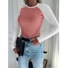 imageANRABESS Women Long Sleeve Shirts Ribbed Knit Slim Fitted Tops Casual Basic Tight Tee TShirts 2025 Fall Underscrubs LayerCoral White