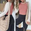 imageANRABESS Women Long Sleeve Shirts Ribbed Knit Slim Fitted Tops Casual Basic Tight Tee TShirts 2025 Fall Underscrubs LayerCoral White