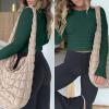 imageANRABESS Women Long Sleeve Shirts Ribbed Knit Slim Fitted Tops Casual Basic Tight Tee TShirts 2025 Fall Underscrubs LayerDark Green