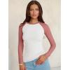 imageANRABESS Women Long Sleeve Shirts Ribbed Knit Slim Fitted Tops Casual Basic Tight Tee TShirts 2025 Fall Underscrubs LayerWhite Coral