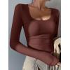 imageANRABESS Women Long Sleeve Thermal Top Scoop Neck Slim Fit Fleece Shirts Basic Tee Casual 2025 Fall Winter Warm UndershirtsRed Brown