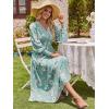 imageANRABESS Womens Long Sleeve Floral Maxi Dress Casual V Neck Chiffon Boho Flowy Beach Fall Wedding Guest Party Long DressesGreen White Floral