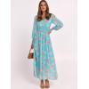 imageANRABESS Womens Long Sleeve Floral Maxi Dress Casual V Neck Chiffon Boho Flowy Beach Fall Wedding Guest Party Long DressesOrange White Floral