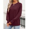 imageANRABESS Womens Long Sleeve Shirts Crewneck Casual Loose Tunic Tops Dressy Work Blouses Fall Fashion Clothes 2025Burgundy
