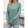 imageANRABESS Womens Long Sleeve Shirts Crewneck Casual Loose Tunic Tops Dressy Work Blouses Fall Fashion Clothes 2025Cadet Blue