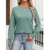 imageANRABESS Womens Long Sleeve Shirts Crewneck Casual Loose Tunic Tops Dressy Work Blouses Fall Fashion Clothes 2025Cadet Blue