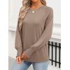 imageANRABESS Womens Long Sleeve Shirts Crewneck Casual Loose Tunic Tops Dressy Work Blouses Fall Fashion Clothes 2025Khaki