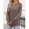 imageANRABESS Womens Long Sleeve Shirts Crewneck Casual Loose Tunic Tops Dressy Work Blouses Fall Fashion Clothes 2025Light Brown
