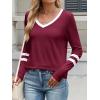 imageANRABESS Womens Long Sleeve Shirts V Neck Color Block Basic Tshirt 2025 Fall Casual Striped Tee Tunics Tops Trendy OutfitsBurgundy