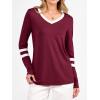 imageANRABESS Womens Long Sleeve Shirts V Neck Color Block Basic Tshirt 2025 Fall Casual Striped Tee Tunics Tops Trendy OutfitsBurgundy