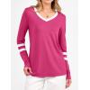 imageANRABESS Womens Long Sleeve Shirts V Neck Color Block Basic Tshirt 2025 Fall Casual Striped Tee Tunics Tops Trendy OutfitsHot Pink