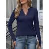 imageANRABESS Womens Long Sleeve Shirts V Neck Dressy Casual Blouse Lightweight Tunic Tops 2025 Fall Outfits Trendy ClothesNavy Blue