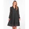 imageANRABESS Womens Long Sleeve V Neck MIdi Dresses Hollow Out Eyelet Casual Tiered 2025 Fall Beach Vacation Dress with PocketsBlack