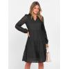 imageANRABESS Womens Long Sleeve V Neck MIdi Dresses Hollow Out Eyelet Casual Tiered 2025 Fall Beach Vacation Dress with PocketsBlack