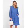 imageANRABESS Womens Long Sleeve V Neck MIdi Dresses Hollow Out Eyelet Casual Tiered 2025 Fall Beach Vacation Dress with PocketsBlue