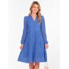 imageANRABESS Womens Long Sleeve V Neck MIdi Dresses Hollow Out Eyelet Casual Tiered 2025 Fall Beach Vacation Dress with PocketsBlue