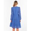 imageANRABESS Womens Long Sleeve V Neck MIdi Dresses Hollow Out Eyelet Casual Tiered 2025 Fall Beach Vacation Dress with PocketsBlue