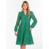 imageANRABESS Womens Long Sleeve V Neck MIdi Dresses Hollow Out Eyelet Casual Tiered 2025 Fall Beach Vacation Dress with PocketsGreen