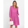 imageANRABESS Womens Long Sleeve V Neck MIdi Dresses Hollow Out Eyelet Casual Tiered 2025 Fall Beach Vacation Dress with PocketsHot Pink