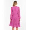 imageANRABESS Womens Long Sleeve V Neck MIdi Dresses Hollow Out Eyelet Casual Tiered 2025 Fall Beach Vacation Dress with PocketsHot Pink