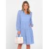 imageANRABESS Womens Long Sleeve V Neck MIdi Dresses Hollow Out Eyelet Casual Tiered 2025 Fall Beach Vacation Dress with PocketsLight Blue