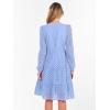 imageANRABESS Womens Long Sleeve V Neck MIdi Dresses Hollow Out Eyelet Casual Tiered 2025 Fall Beach Vacation Dress with PocketsLight Blue