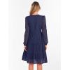 imageANRABESS Womens Long Sleeve V Neck MIdi Dresses Hollow Out Eyelet Casual Tiered 2025 Fall Beach Vacation Dress with PocketsNavy Blue