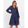 imageANRABESS Womens Long Sleeve V Neck MIdi Dresses Hollow Out Eyelet Casual Tiered 2025 Fall Beach Vacation Dress with PocketsNavy Blue