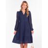 imageANRABESS Womens Long Sleeve V Neck MIdi Dresses Hollow Out Eyelet Casual Tiered 2025 Fall Beach Vacation Dress with PocketsNavy Blue