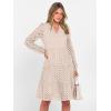 imageANRABESS Womens Long Sleeve V Neck MIdi Dresses Hollow Out Eyelet Casual Tiered 2025 Fall Beach Vacation Dress with PocketsParchment